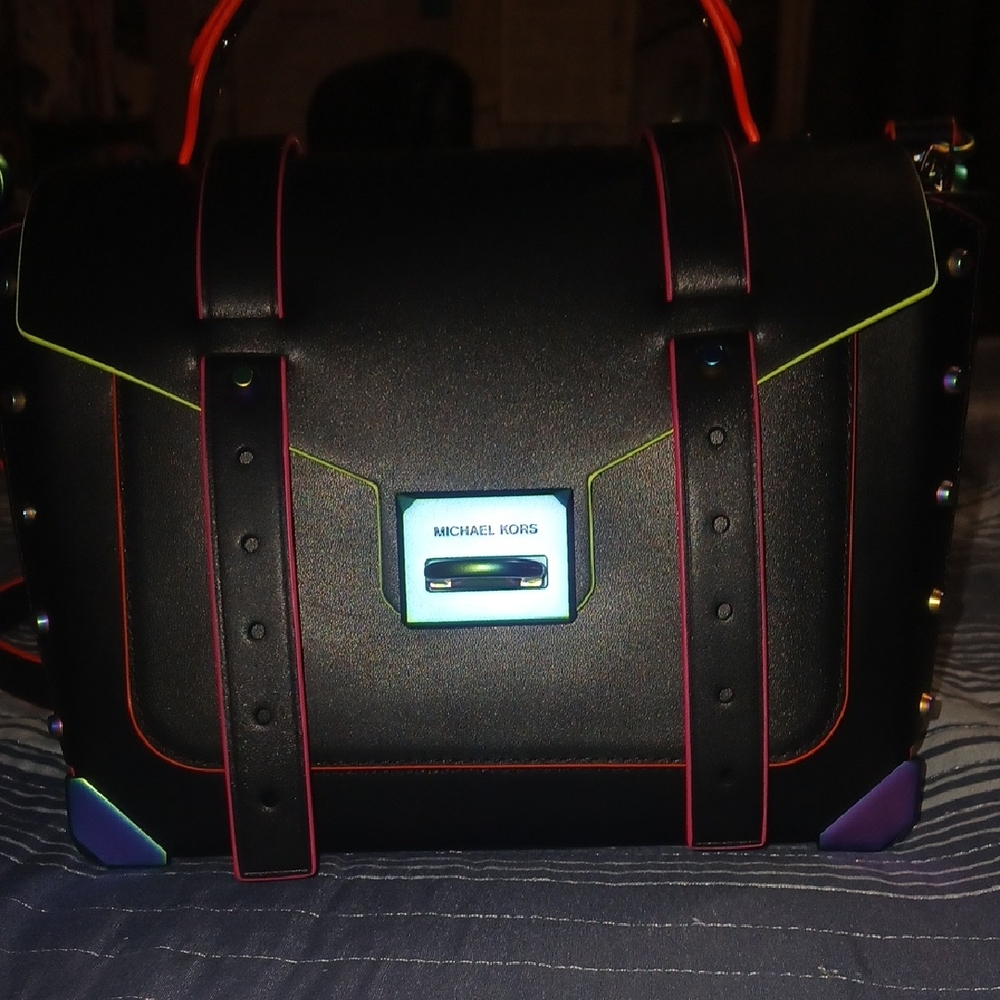 Michael Kors Black Satchel with Multicolor Accents
